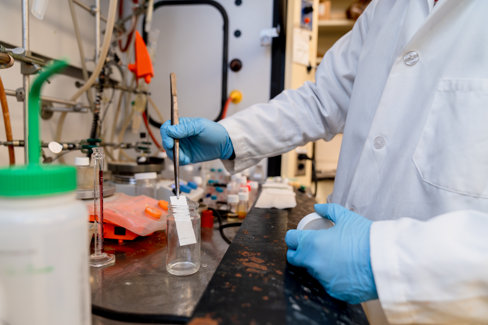 Scientists at work in a BIOWORKS lab